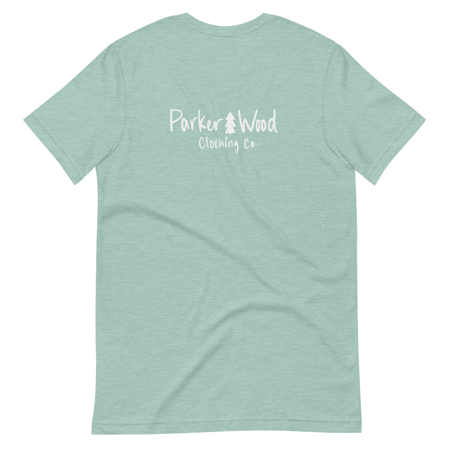 Parker Wood white text logo Adult T-shirt