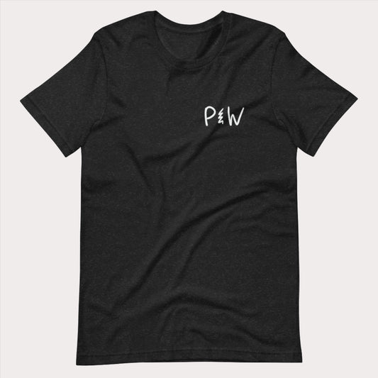 Parker Wood white text logo Adult T-shirt